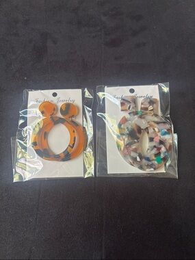 Fashion Jewelry Multicolor Confetti Oval Hoop Earrings